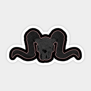 black and white horned skull Sticker